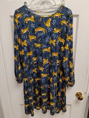 Winter Water Factory Blue Leopard Print Dress